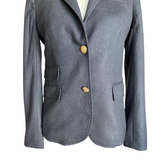 J. Crew Original Schoolboy Blazer Size 2 Fitted Gold Embossed Buttons Stripe Lin - Picture 3 of 10